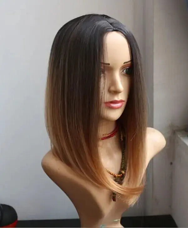 Fashionable Black to Light Brown Ombre Wig with Center Part Blkhaven