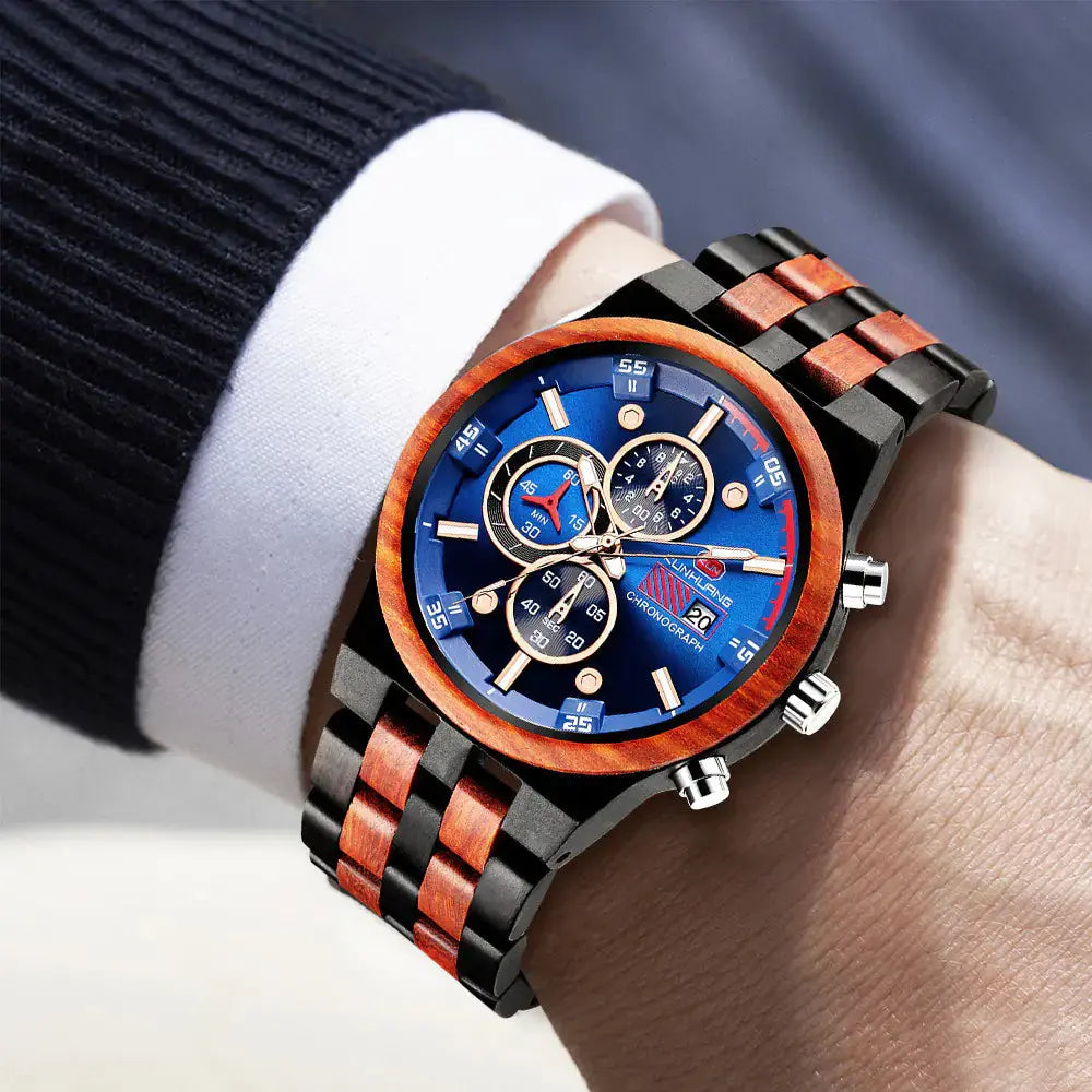 Luminous Multifunctional Quartz Wood Sports Watch Blkhaven