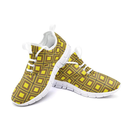 VIPER SHOES STYLE 54TF Abstract Yellow Cube Unisex Lightweight Sneaker Fuchsia Rosemary