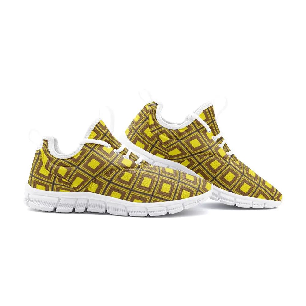 VIPER SHOES STYLE 54TF Abstract Yellow Cube Unisex Lightweight Sneaker Fuchsia Rosemary
