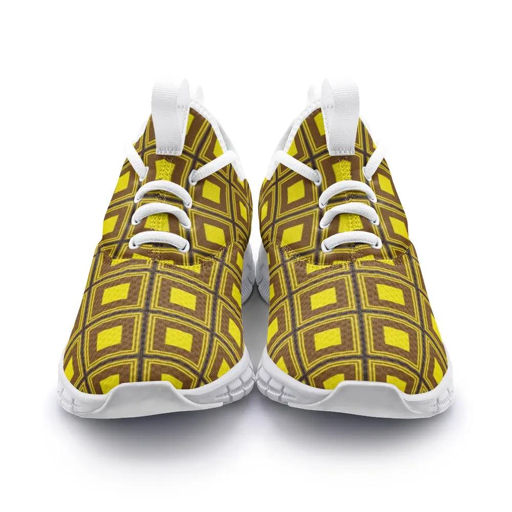 VIPER SHOES STYLE 54TF Abstract Yellow Cube Unisex Lightweight Sneaker Fuchsia Rosemary
