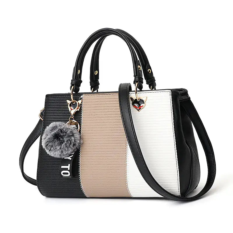 Striped Color Block Handbag - Shoulder & Crossbody Bag Blkhaven