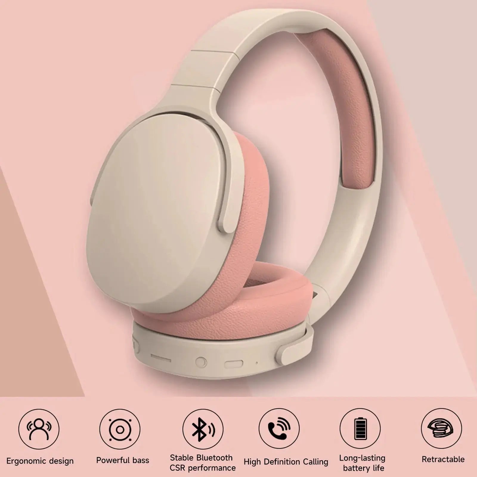 Foldable Wireless Bluetooth 5.1 Noise-Canceling Headphones Blkhaven