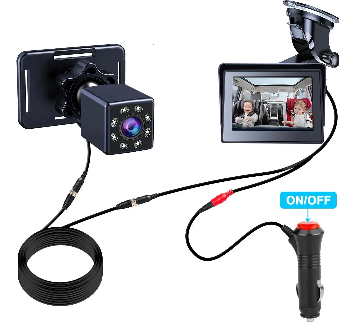 Car Infant Baby Infrared Night Vision Rearview Mirror Maroon Asteria