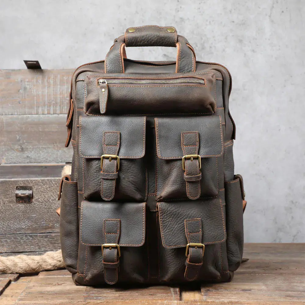 Men's Crazy Horse Leather Multifunctional Travel Bag Blkhaven