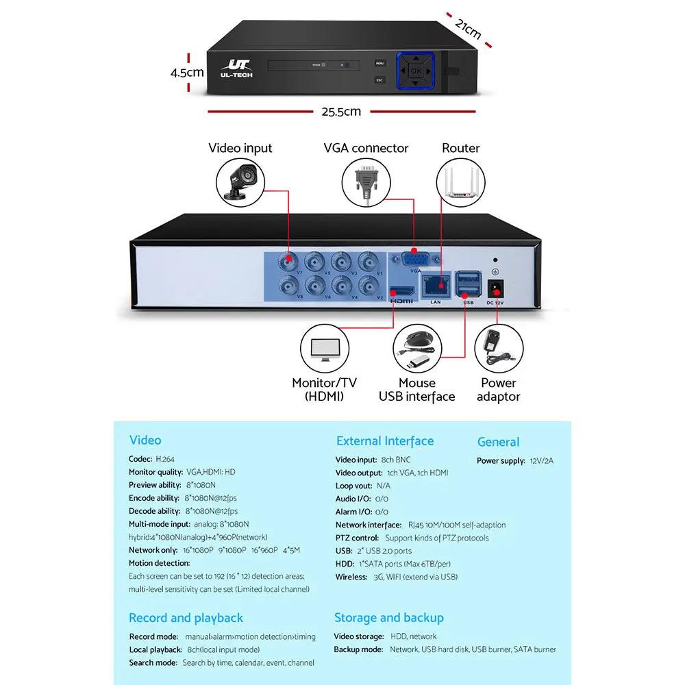 NNEDSZ -CCTV Camera Home Security System 8CH DVR 1080P Cameras Outdoor Day Night-4