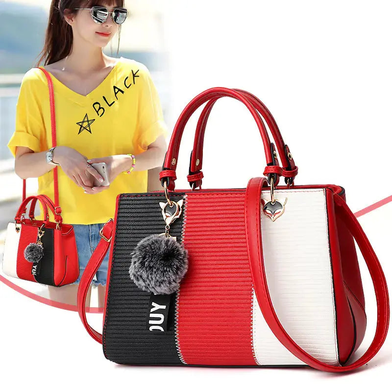 Striped Color Block Handbag - Shoulder & Crossbody Bag Blkhaven