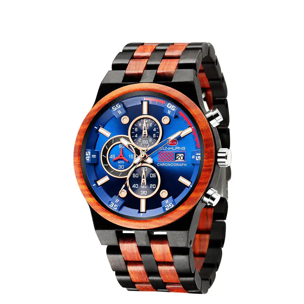 Luminous Multifunctional Quartz Wood Sports Watch Blkhaven
