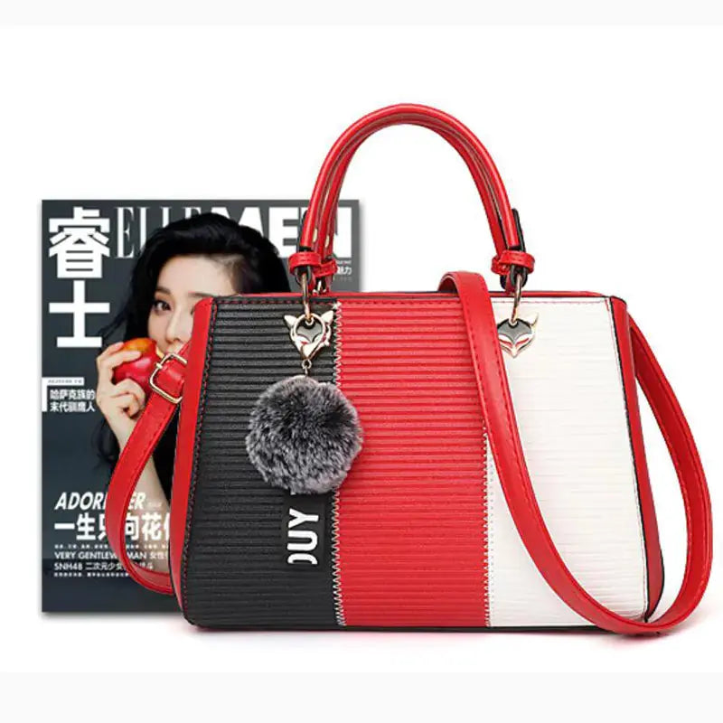 Striped Color Block Handbag - Shoulder & Crossbody Bag Blkhaven