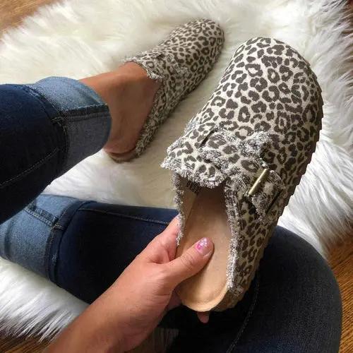 Flat Heel Round Toe Canvas Loafer Women's Vintage Clogs Silver Juneberry