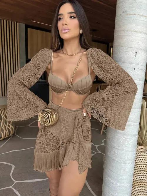 Deanea Tassel three piece swimsuit Raspberry Eurybia