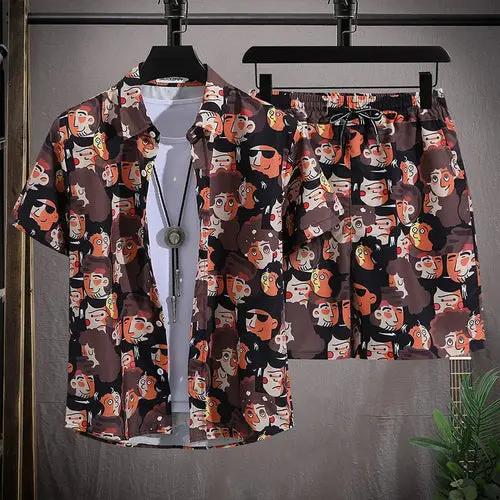 Men vacay Beach shorts Set Raspberry Eurybia