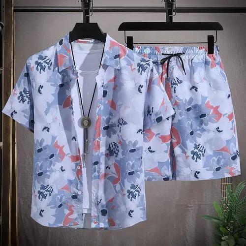 Men vacay Beach shorts Set Raspberry Eurybia