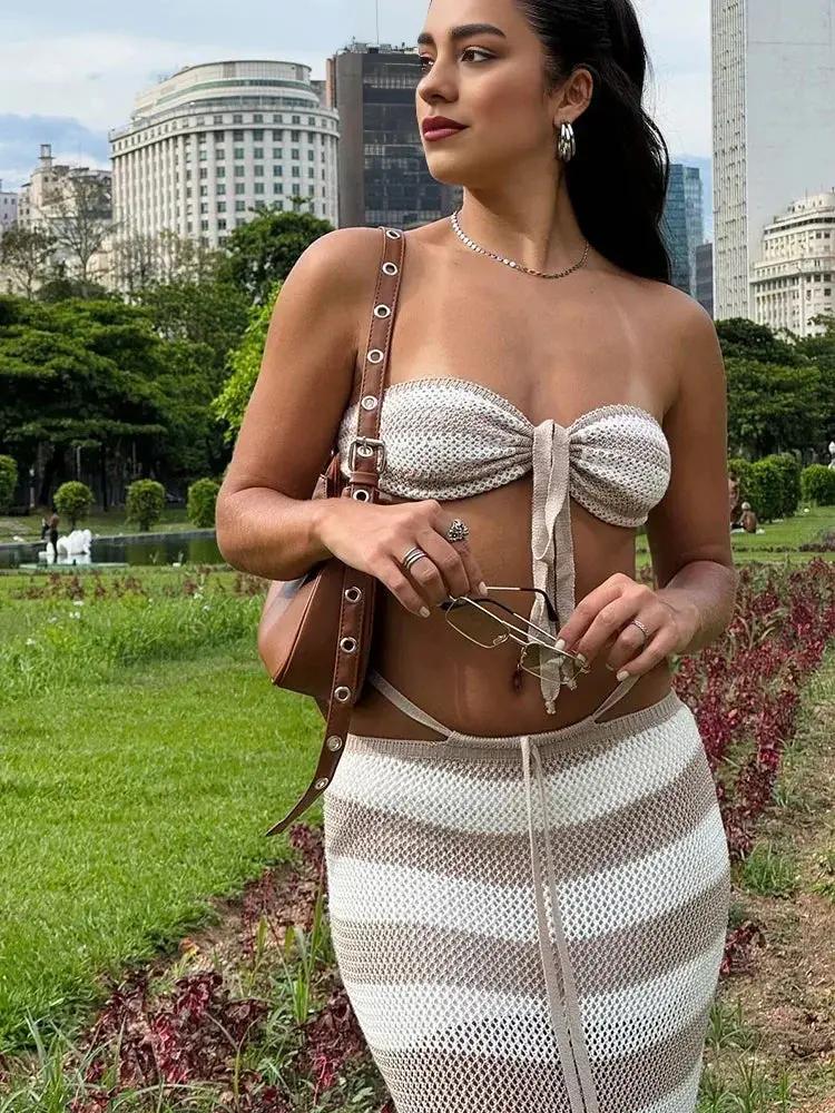 Crochet two Piece swimwear cover up Raspberry Eurybia