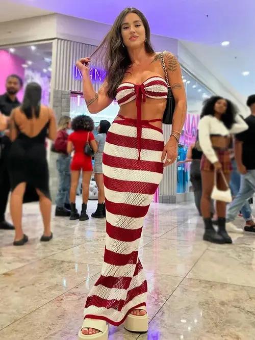 Crochet two Piece swimwear cover up Raspberry Eurybia