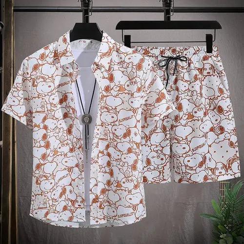 Men vacay Beach shorts Set Raspberry Eurybia