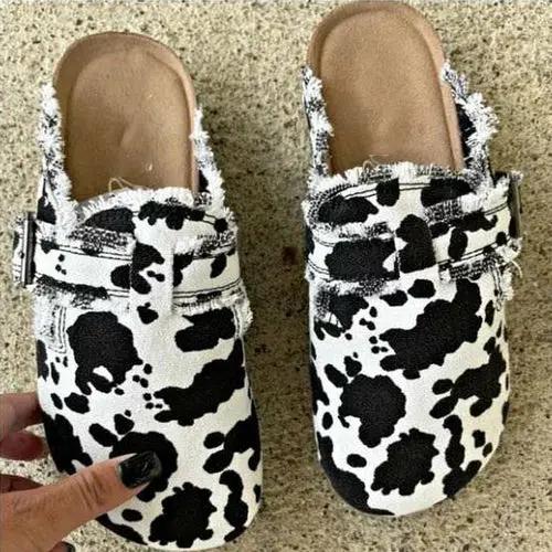 Flat Heel Round Toe Canvas Loafer Women's Vintage Clogs Silver Juneberry
