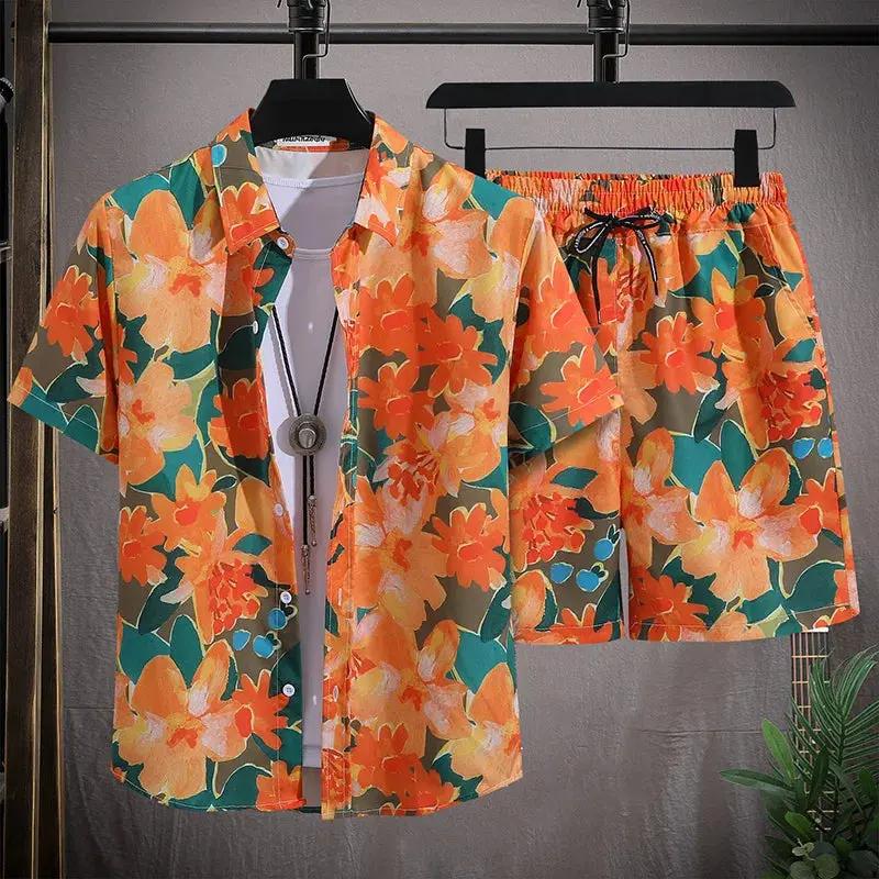 Men vacay Beach shorts Set Raspberry Eurybia