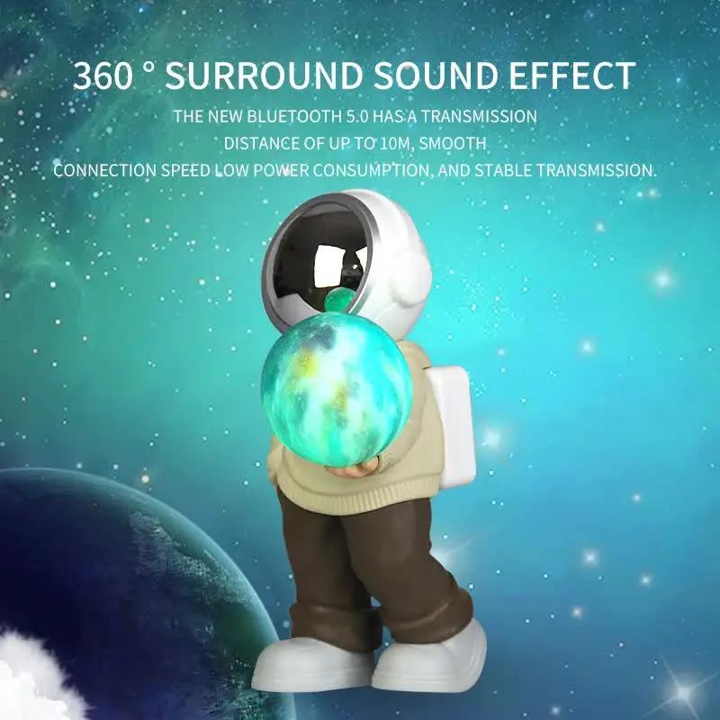NNEDSZ Holding the dreamy starry sky (grey top + navy blue pants) Creative Astronaut Bluetooth Speaker with 3D Starry Sky Lighting, Portable Wireless Moon Lamp Speaker – Perfect Gift for Space Enthusiasts-3