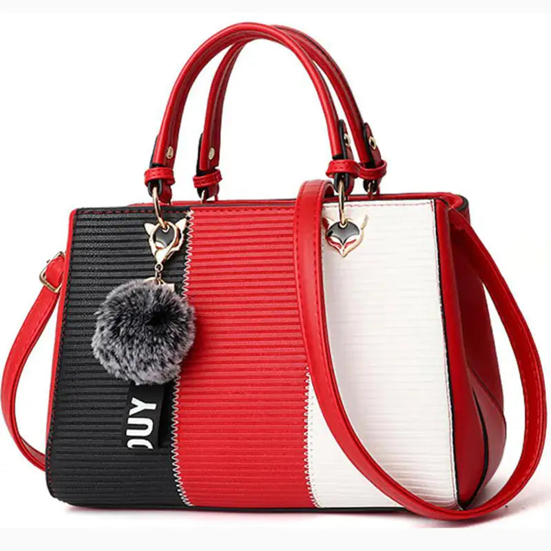 Striped Color Block Handbag - Shoulder & Crossbody Bag Blkhaven