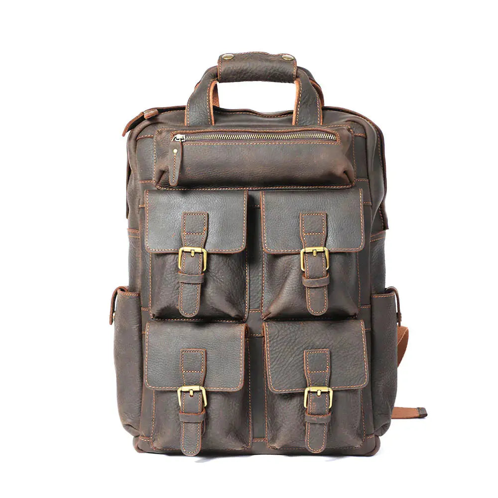 Men's Crazy Horse Leather Multifunctional Travel Bag Blkhaven