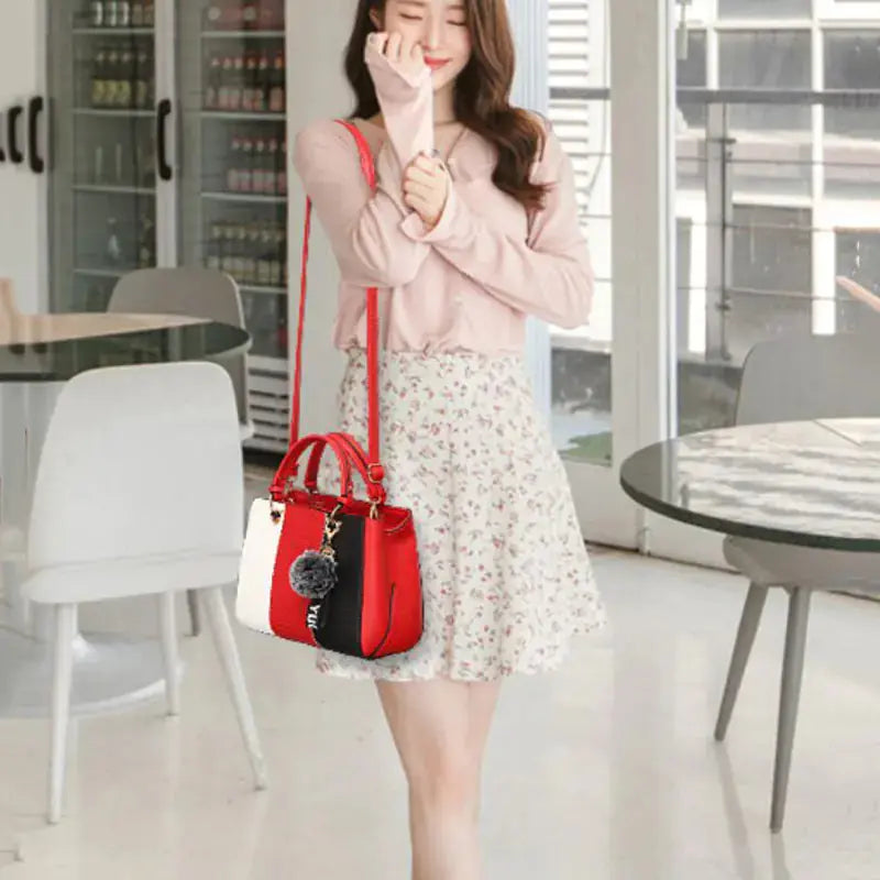 Striped Color Block Handbag - Shoulder & Crossbody Bag Blkhaven