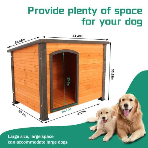45"Dog House Outdoor and indoor wooden kennel White Hermes