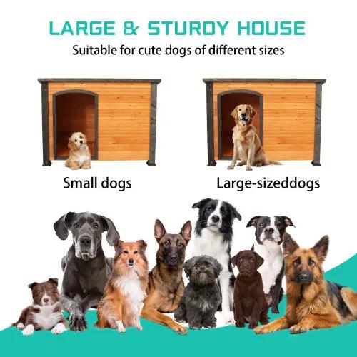45"Dog House Outdoor and indoor wooden kennel White Hermes