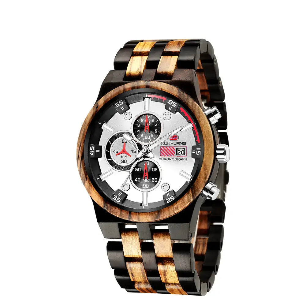 Luminous Multifunctional Quartz Wood Sports Watch Blkhaven
