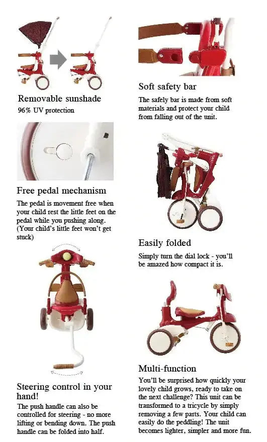 iimo 3-in-1 Foldable Tricycle with Canopy Blkhaven