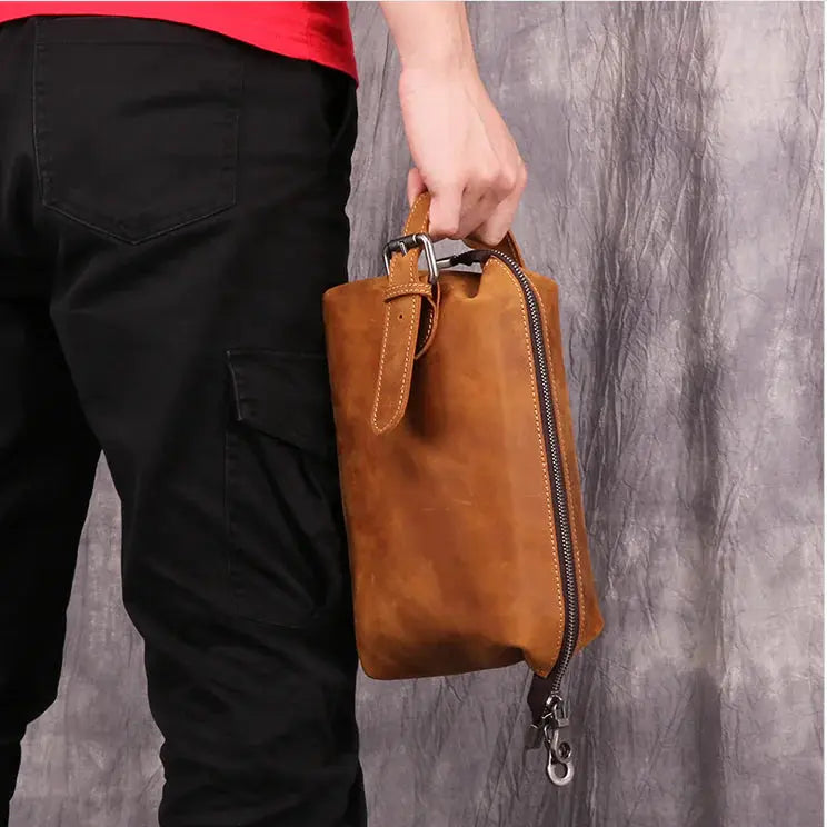 Retro Leather Wash Multifunctional Fashion Storage Bag Blkhaven