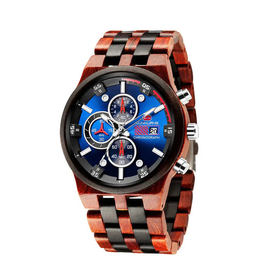 Luminous Multifunctional Quartz Wood Sports Watch Blkhaven