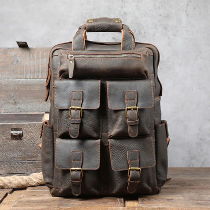 Men's Crazy Horse Leather Multifunctional Travel Bag Blkhaven