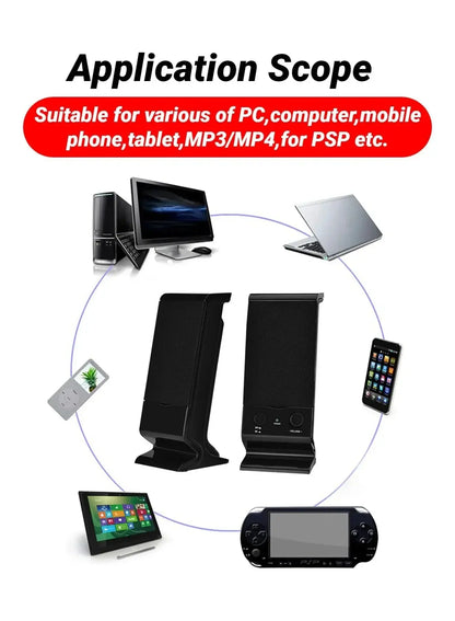 Compact USB Laptop Speakers with Volume Control (Black)-4