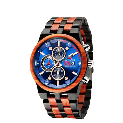 Luminous Multifunctional Quartz Wood Sports Watch Blkhaven