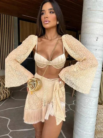 Deanea Tassel three piece swimsuit Raspberry Eurybia