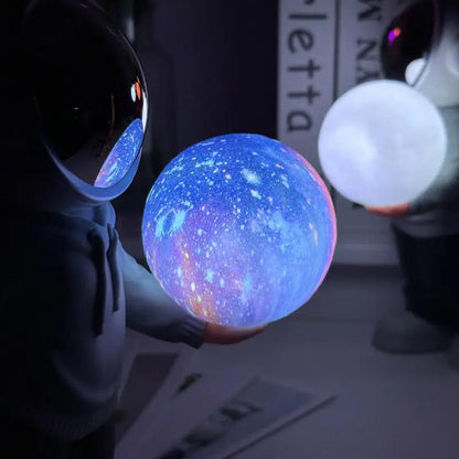 NNEDSZ Holding the dreamy starry sky (grey top + navy blue pants) Creative Astronaut Bluetooth Speaker with 3D Starry Sky Lighting, Portable Wireless Moon Lamp Speaker – Perfect Gift for Space Enthusiasts-1