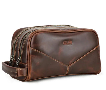 Genuine Leather Men's Toiletry Bag - Vintage Style (One Piece) Blkhaven