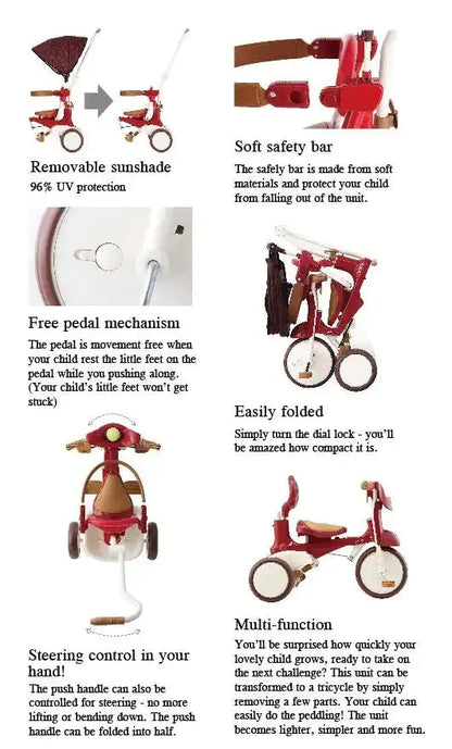 iimo 3-in-1 Foldable Tricycle with Canopy Blkhaven
