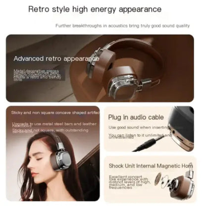 2024 Vintage Wireless Bluetooth 5.3 Headphones Blkhaven
